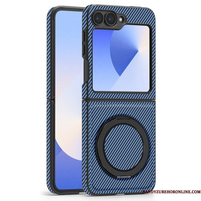 Hoesje Samsung Galaxy Z Flip 7 Fe Magnetisch Met Koolstofvezel En Standaard