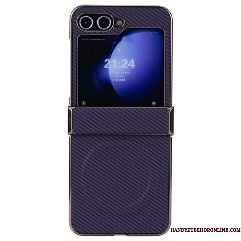 Hoesje Samsung Galaxy Z Flip 7 Fe Magnetische Koolstofvezeltextuur Bescherming Hoesje