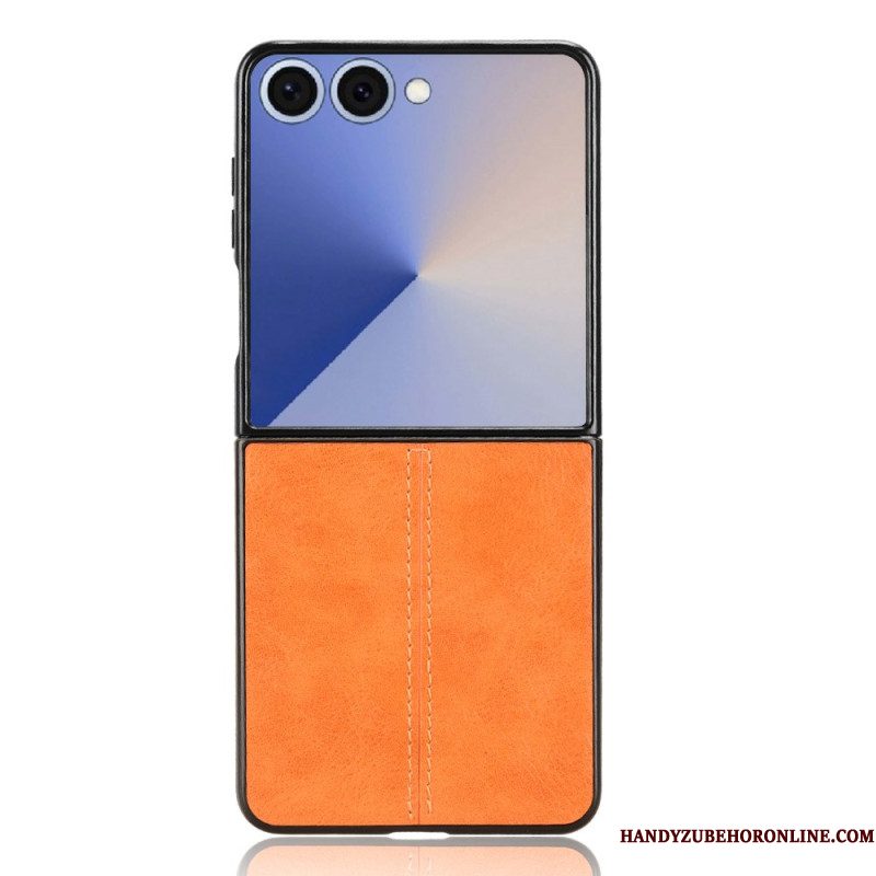 Hoesje Samsung Galaxy Z Flip 7 Gestikt Leer Effect