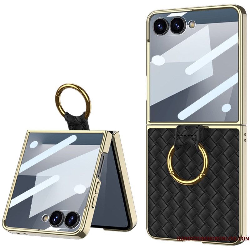 Hoesje Samsung Galaxy Z Flip 7 Geweven Textuur Met Ringhouder