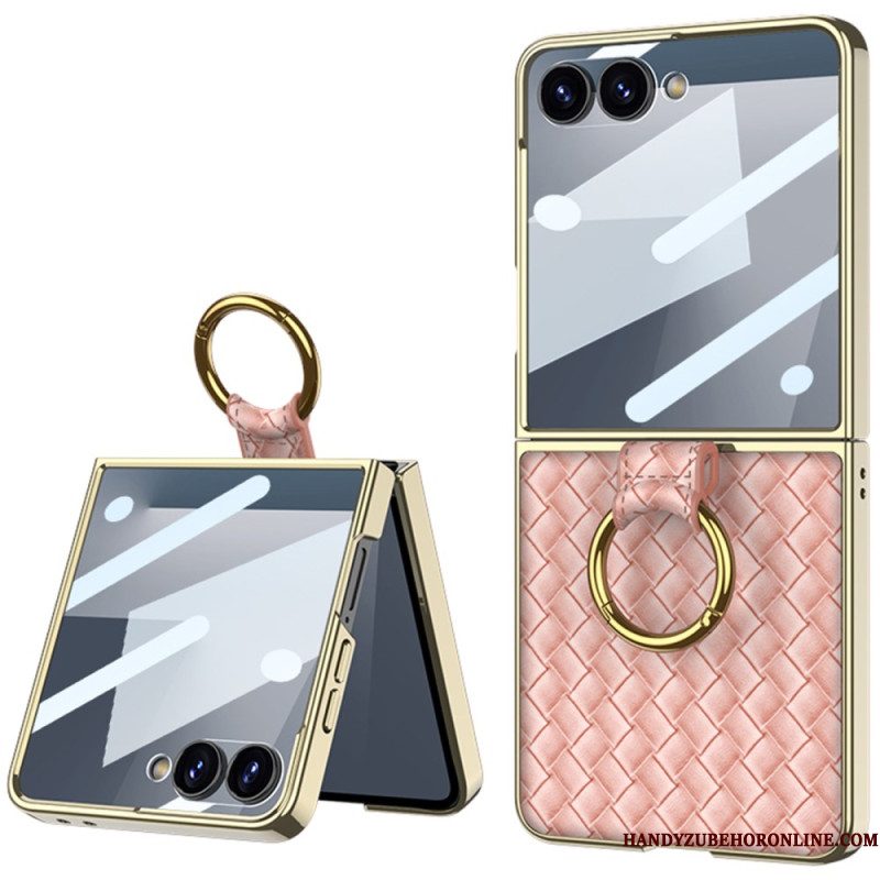 Hoesje Samsung Galaxy Z Flip 7 Geweven Textuur Met Ringhouder