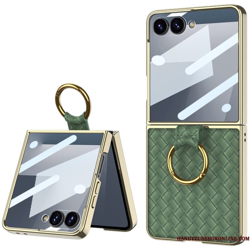 Hoesje Samsung Galaxy Z Flip 7 Geweven Textuur Met Ringhouder
