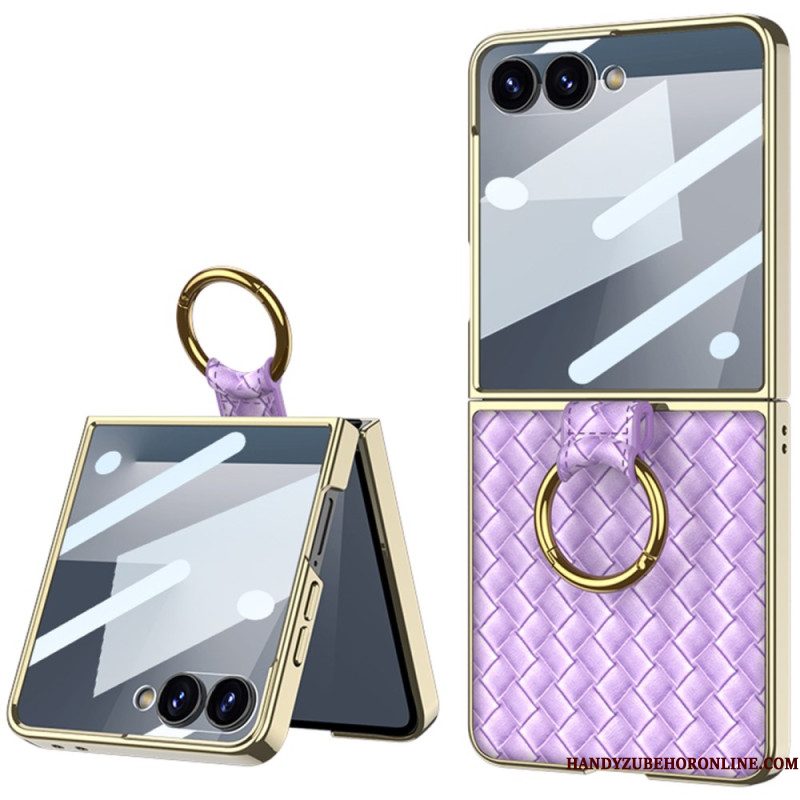 Hoesje Samsung Galaxy Z Flip 7 Geweven Textuur Met Ringhouder