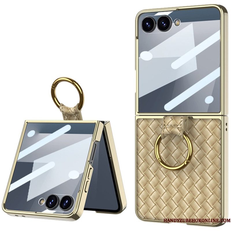 Hoesje Samsung Galaxy Z Flip 7 Geweven Textuur Met Ringhouder