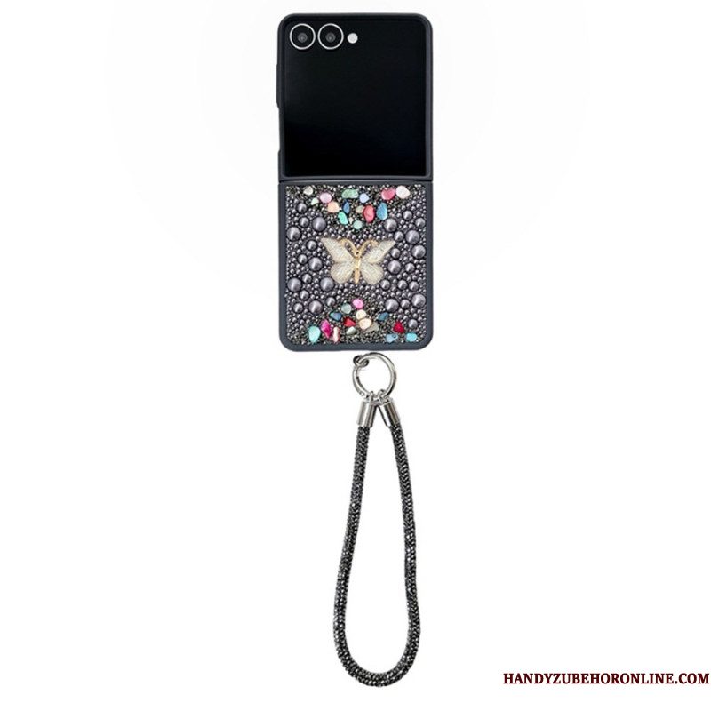Hoesje Samsung Galaxy Z Flip 7 Glitterdesign En Polsband