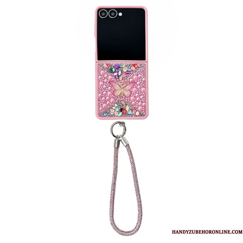 Hoesje Samsung Galaxy Z Flip 7 Glitterdesign En Polsband