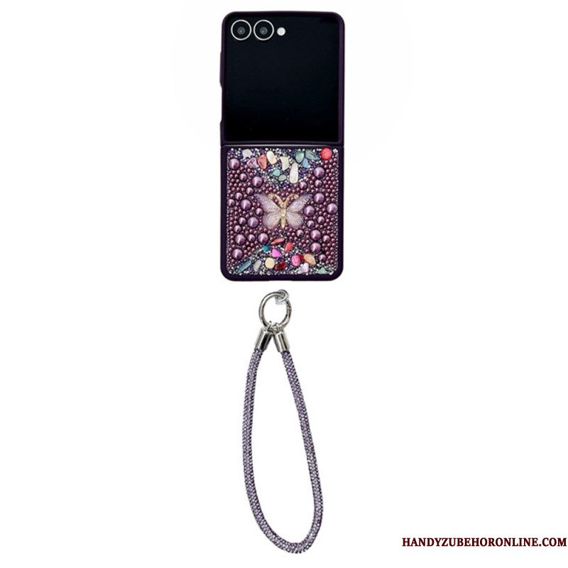 Hoesje Samsung Galaxy Z Flip 7 Glitterdesign En Polsband