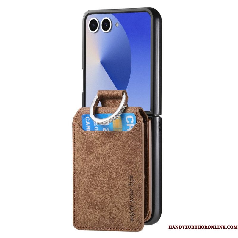 Hoesje Samsung Galaxy Z Flip 7 Kaarthouder En Houder Met Vintage-effect