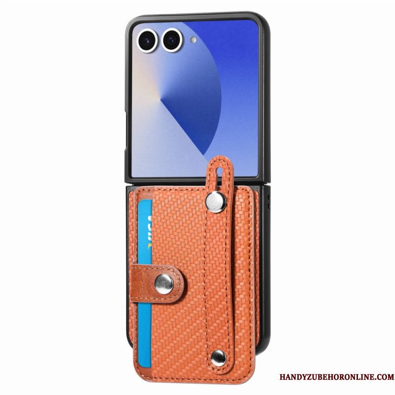 Hoesje Samsung Galaxy Z Flip 7 Kaarthouder Van Koolstofvezel