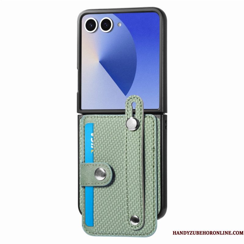 Hoesje Samsung Galaxy Z Flip 7 Kaarthouder Van Koolstofvezel