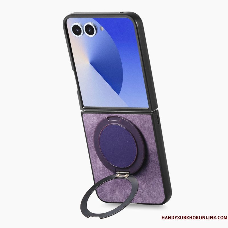 Hoesje Samsung Galaxy Z Flip 7 Leereffect Met Draaibare Standaard