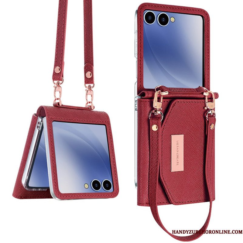 Hoesje Samsung Galaxy Z Flip 7 Portemonnee En Riem Bescherming Hoesje