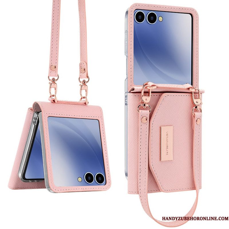 Hoesje Samsung Galaxy Z Flip 7 Portemonnee En Riem Bescherming Hoesje