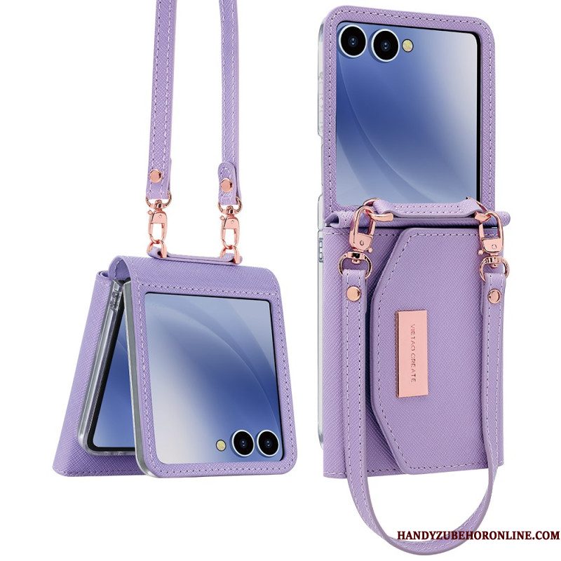 Hoesje Samsung Galaxy Z Flip 7 Portemonnee En Riem Bescherming Hoesje