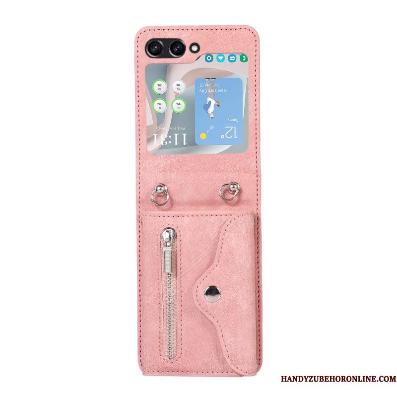 Hoesje Samsung Galaxy Z Flip 7 Portemonnee Met Draagkoord En Schouderband
