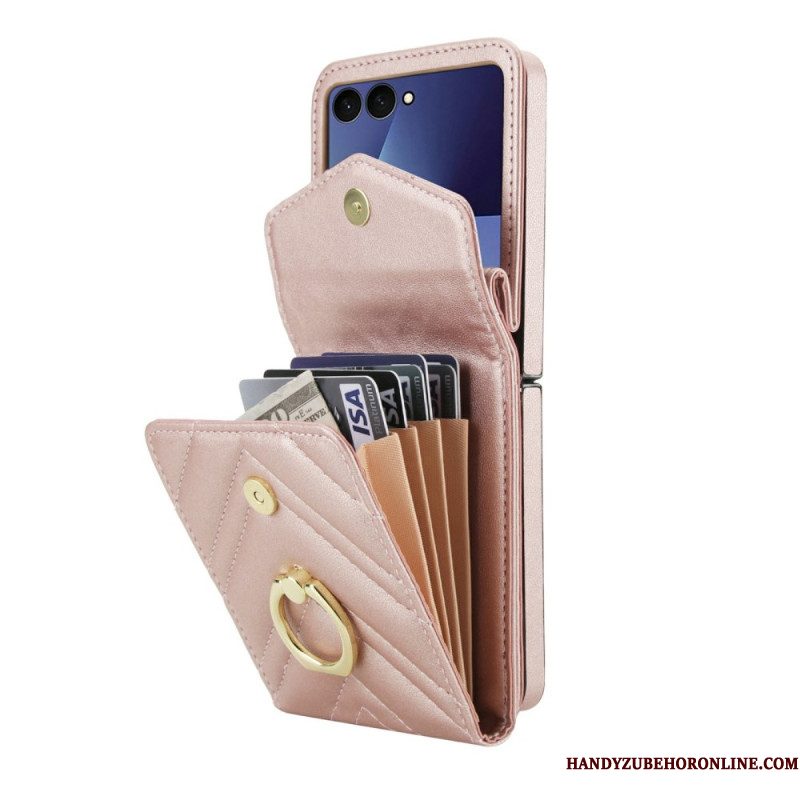 Hoesje Samsung Galaxy Z Flip 7 Rfid-blokkerende Kaarthouder En Riem
