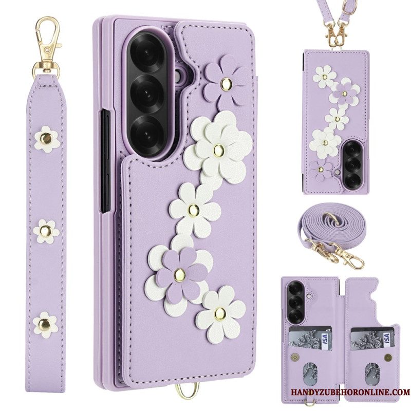 Hoesje Samsung Galaxy Z Fold 7 3d Bloemenkaarthouder En Standaard Bescherming Hoesje