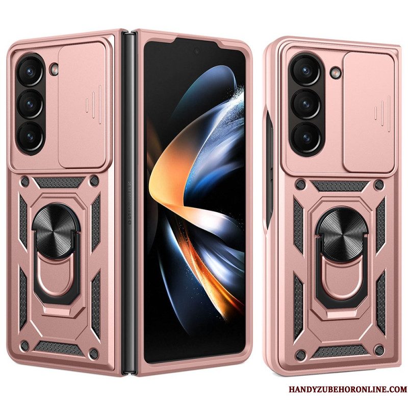 Hoesje Samsung Galaxy Z Fold 7 Ringhouder En Schuifbare Cameracover Bescherming Hoesje