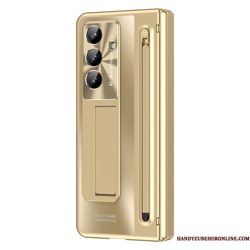 Hoesje Samsung Galaxy Z Fold 7 Standaard Met Metaaleffect En Schermbeschermer