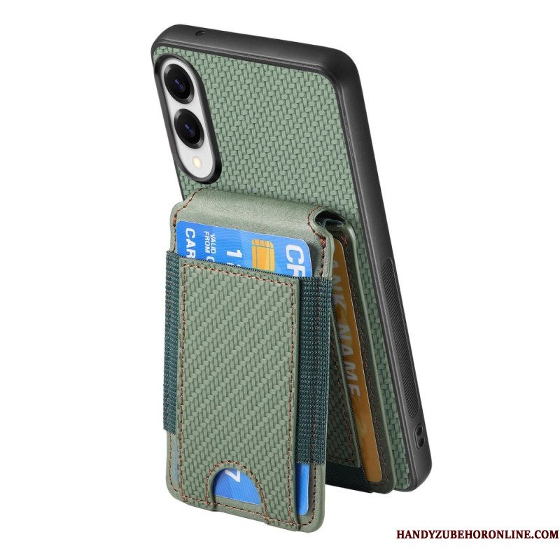 Hoesje Voor Samsung Galaxy S25 5g Edge Premium Koolstofvezel Kaarthouder En Standaard