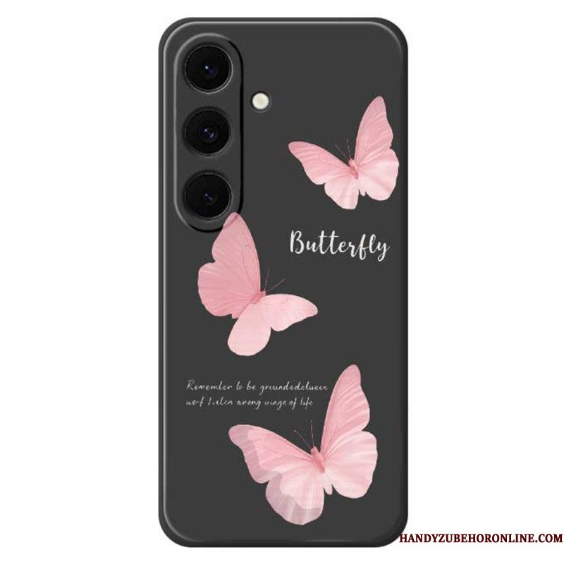 Hoesje Voor Samsung Galaxy S25 Fe Siliconen Met Roze Vlinder