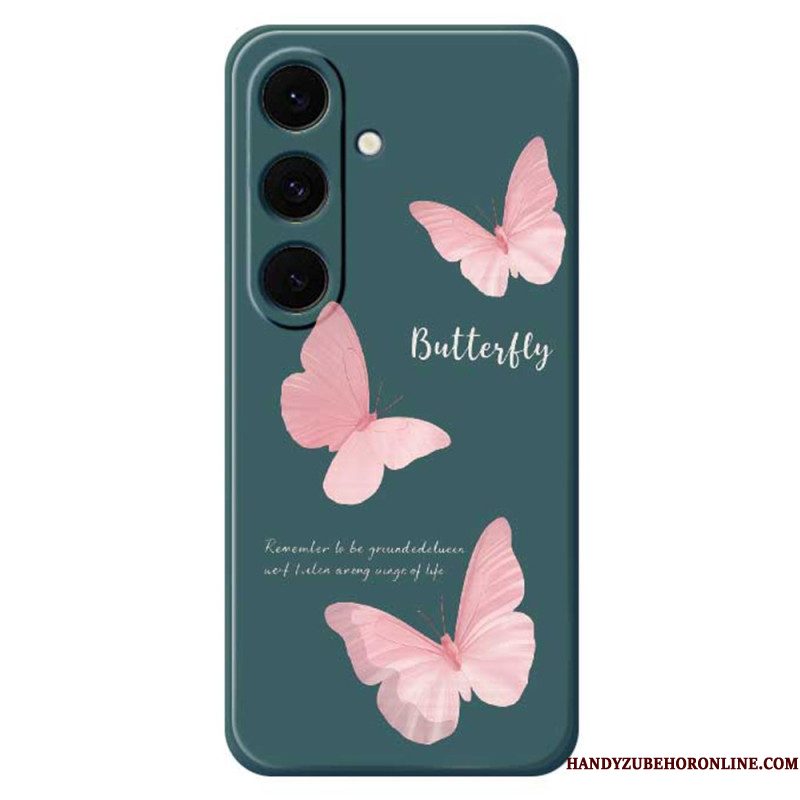 Hoesje Voor Samsung Galaxy S25 Fe Siliconen Met Roze Vlinder