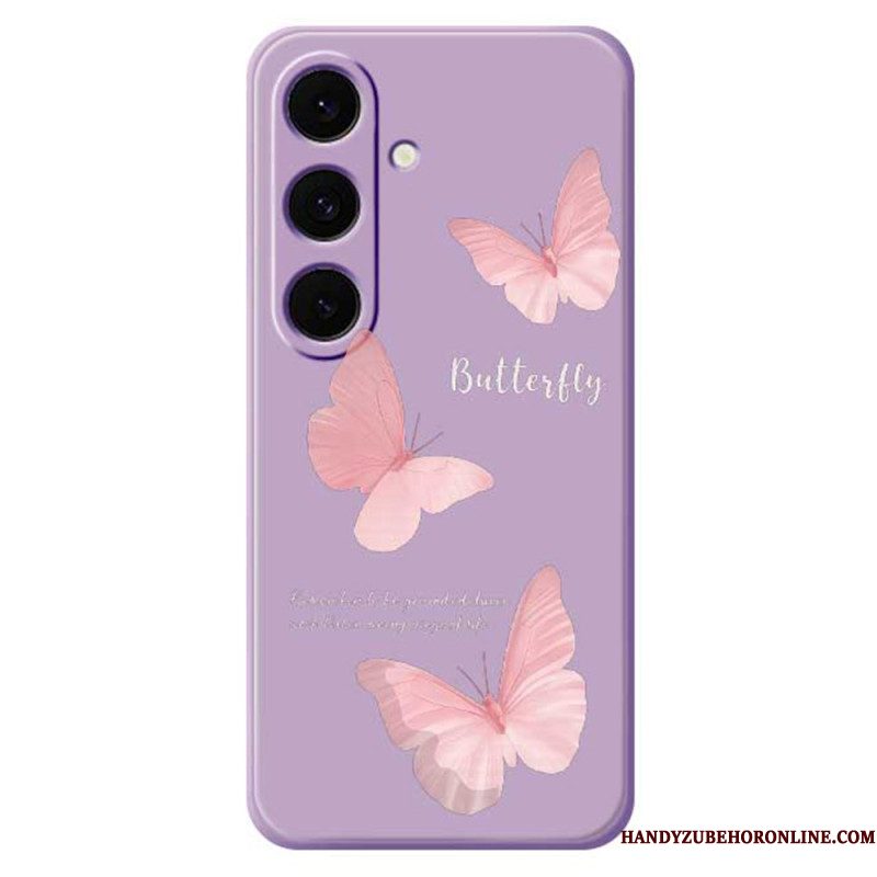 Hoesje Voor Samsung Galaxy S25 Fe Siliconen Met Roze Vlinder