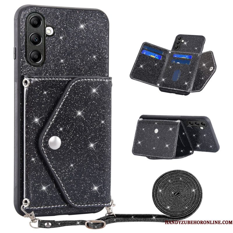 Hoesje Voor Samsung Galaxy S26 Glitter Kaarthouder En Schouderband