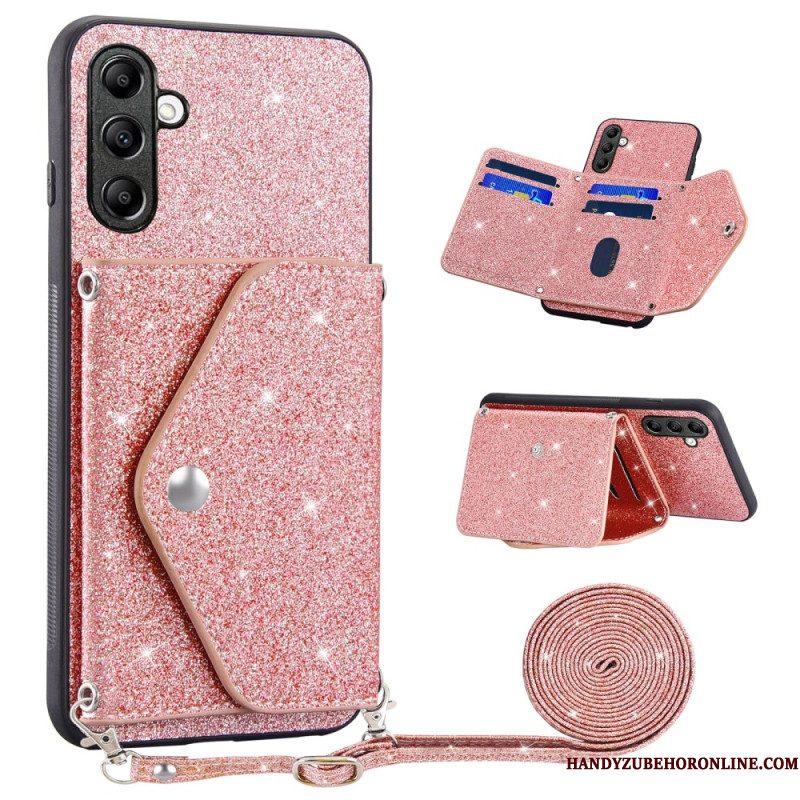 Hoesje Voor Samsung Galaxy S26 Glitter Kaarthouder En Schouderband