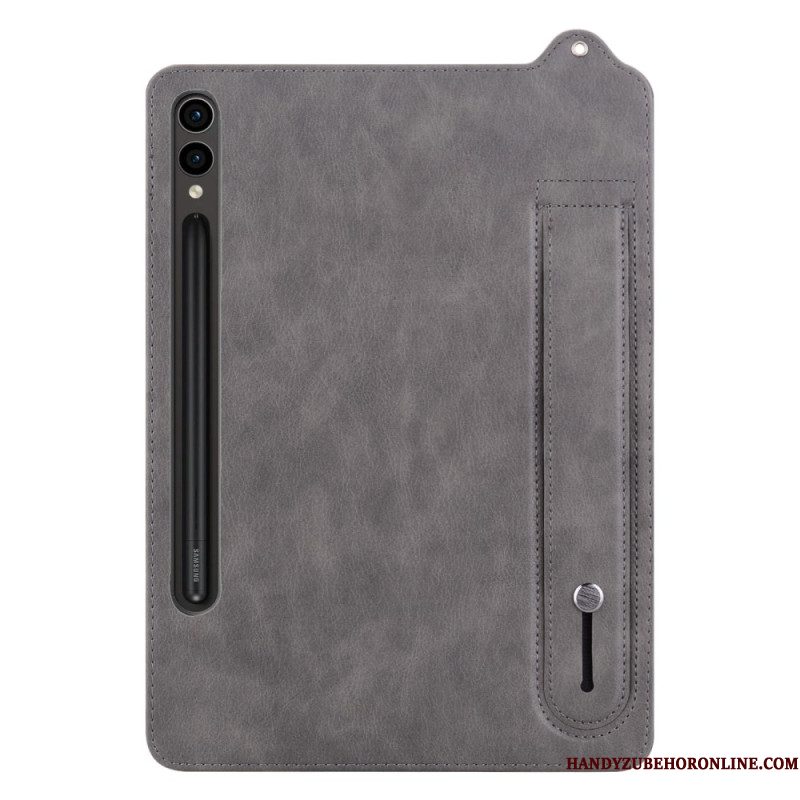 Hoesje Voor Samsung Galaxy Tab S10 Plus Stylushouder En Riem Met Leer-effect