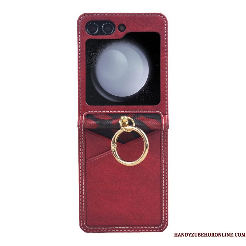 Hoesje Voor Samsung Galaxy Z Flip 7 Fe Kaarthouder En Metalen Ring