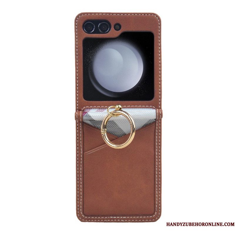 Hoesje Voor Samsung Galaxy Z Flip 7 Fe Kaarthouder En Metalen Ring