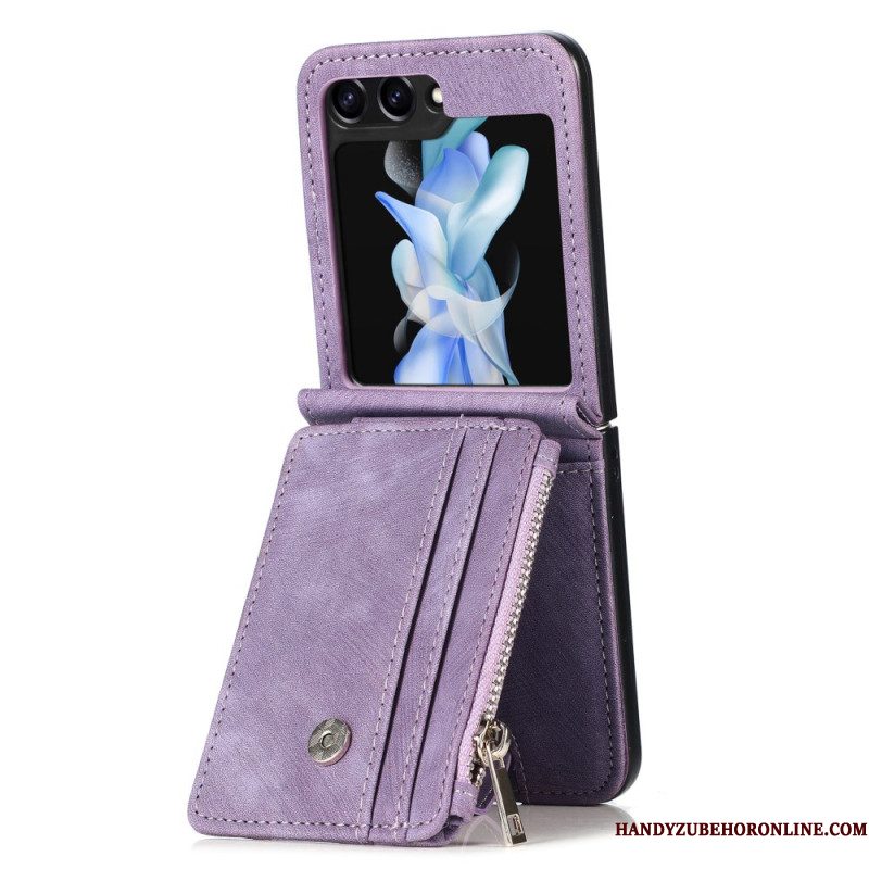 Hoesje Voor Samsung Galaxy Z Flip 7 Fe Retro Standaard En Kaarthouder Met Rits