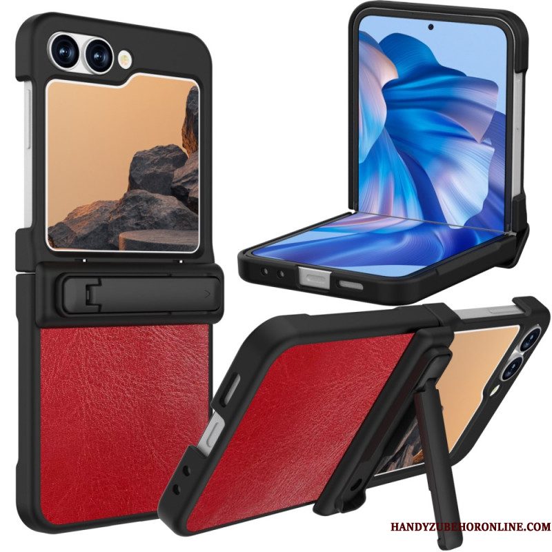 Hoesje Voor Samsung Galaxy Z Flip 7 Fe Standaard Met Vintage Lederlook