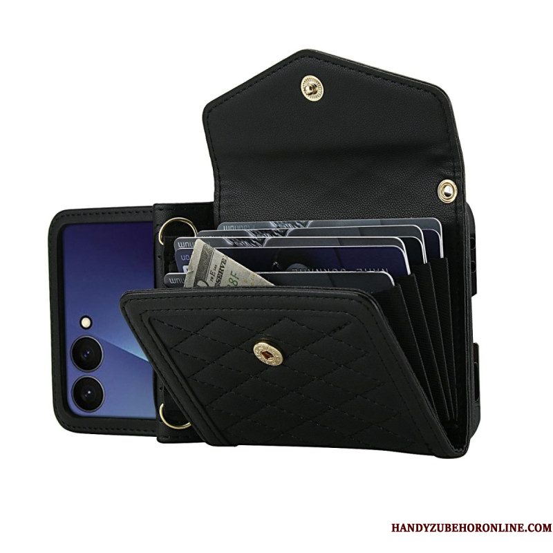 Hoesje Voor Samsung Galaxy Z Flip 7 Gevoerde Kaarthouder En Schouderband