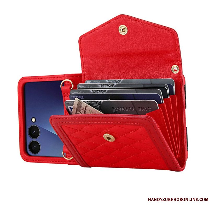 Hoesje Voor Samsung Galaxy Z Flip 7 Gevoerde Kaarthouder En Schouderband