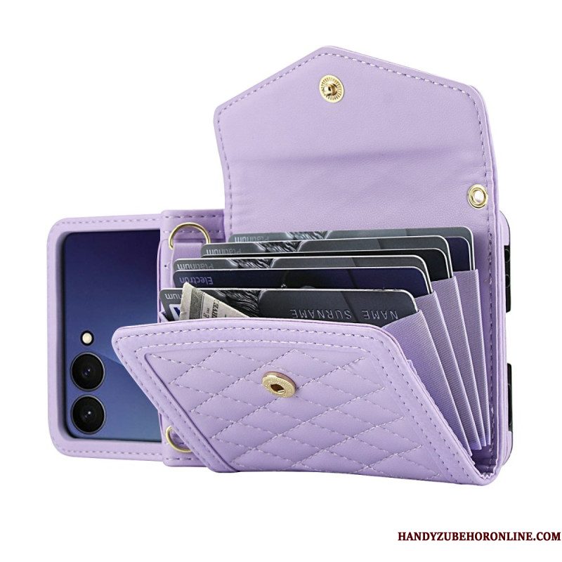 Hoesje Voor Samsung Galaxy Z Flip 7 Gevoerde Kaarthouder En Schouderband
