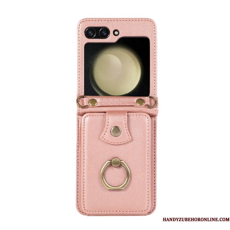 Hoesje Voor Samsung Galaxy Z Flip 7 Kaarthouder En Schouderband