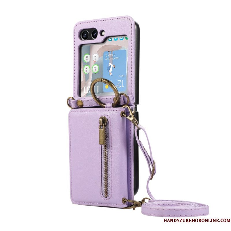 Hoesje Voor Samsung Galaxy Z Flip 7 Portemonnee En Schouderband