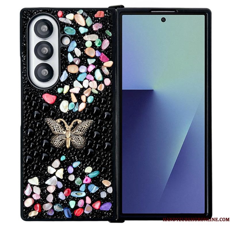 Hoesje Voor Samsung Galaxy Z Fold 7 Vlinder Met Strasssteentjes