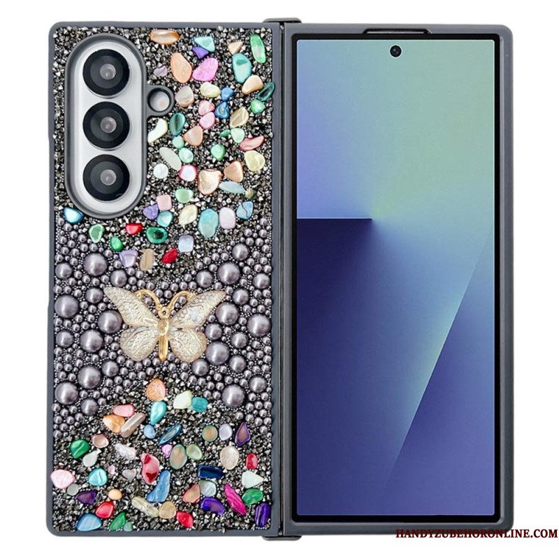 Hoesje Voor Samsung Galaxy Z Fold 7 Vlinder Met Strasssteentjes
