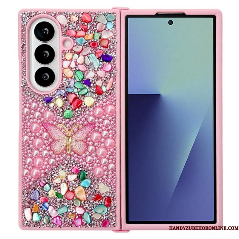 Hoesje Voor Samsung Galaxy Z Fold 7 Vlinder Met Strasssteentjes