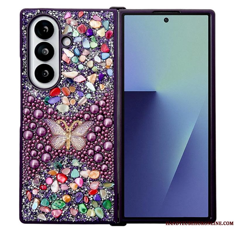 Hoesje Voor Samsung Galaxy Z Fold 7 Vlinder Met Strasssteentjes