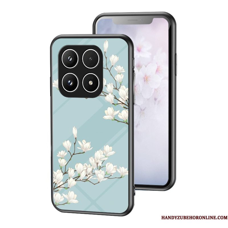 Hoesje Voor Xiaomi 17 Gehard Glas Met Bloemenpatroon