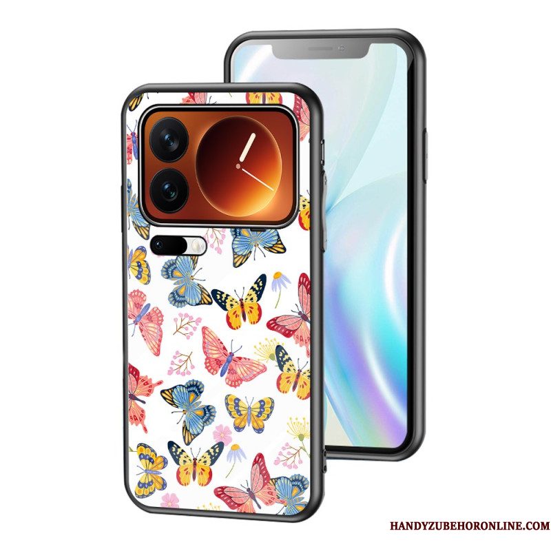 Hoesje Voor Xiaomi 17 Pro Max Vlinderpatroon Van Gehard Glas