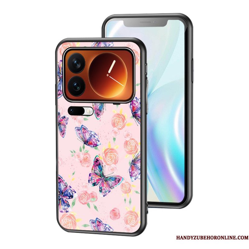 Hoesje Voor Xiaomi 17 Pro Max Vlinderpatroon Van Gehard Glas