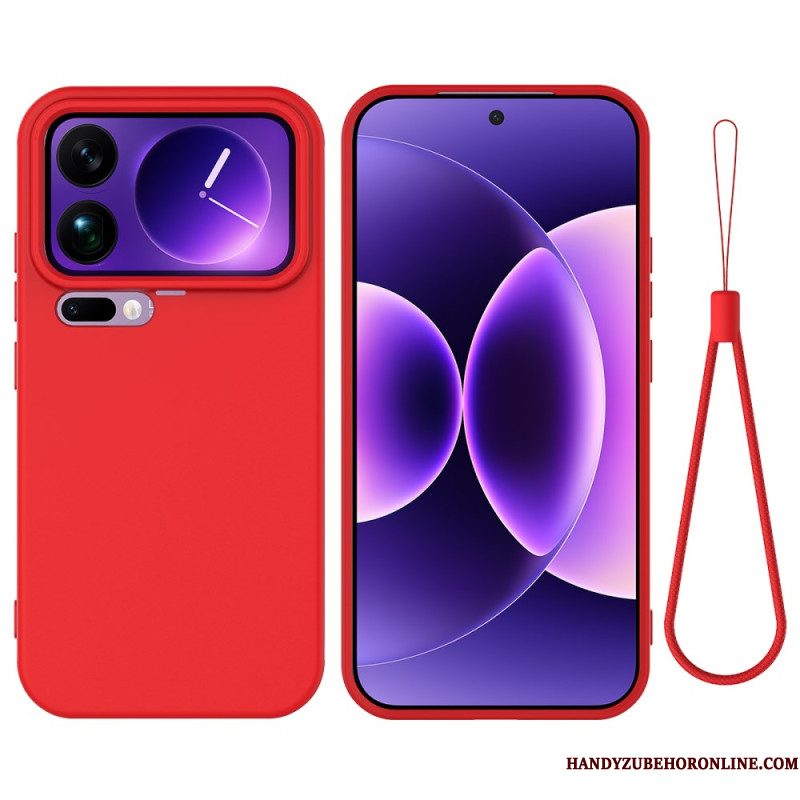 Hoesje Voor Xiaomi 17 Pro Max Vloeibare Siliconen Met Koord