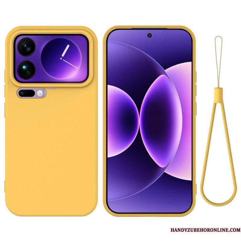 Hoesje Voor Xiaomi 17 Pro Max Vloeibare Siliconen Met Koord