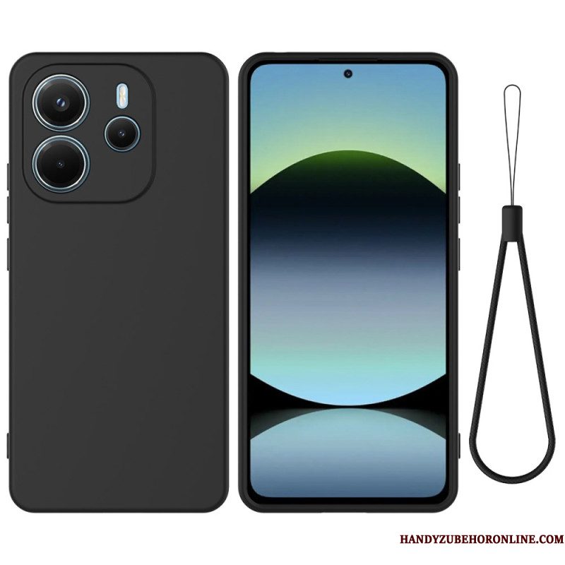 Hoesje Voor Xiaomi Redmi Note 14 4g Vloeibare Siliconen Met Bandje