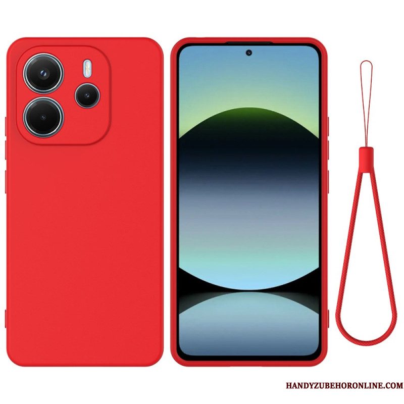 Hoesje Voor Xiaomi Redmi Note 14 4g Vloeibare Siliconen Met Bandje